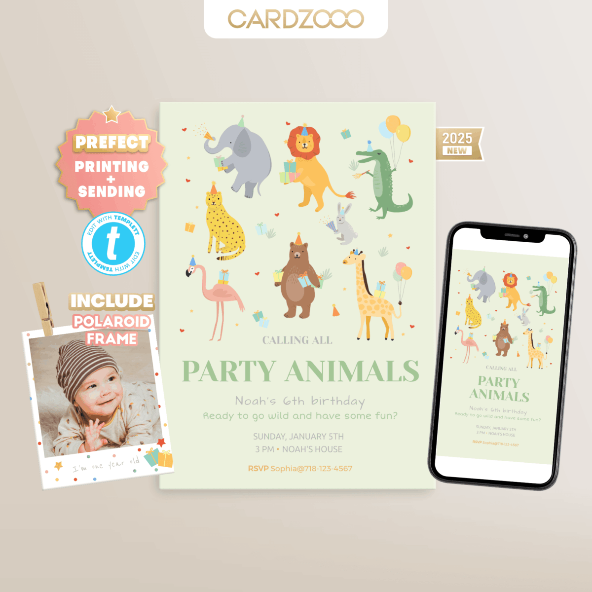 Party Animals Birthday Invitation