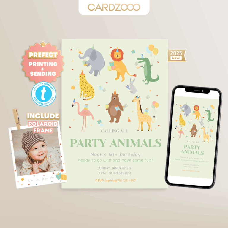 Party Animals Birthday Invitation