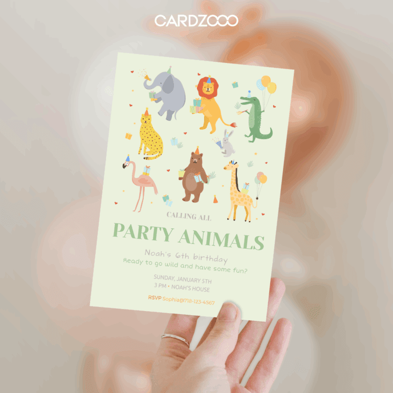 Calling All Party Animals Birthday Invitation, Safari Jungle Kids Invite - Image 2
