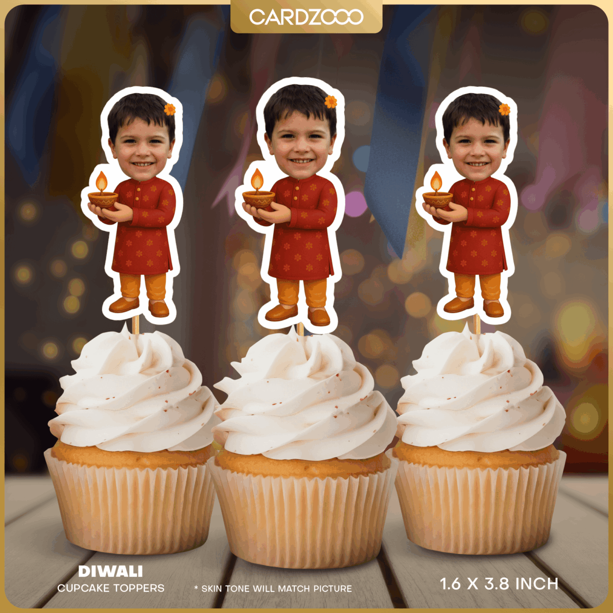 Diwali Custom Face Cupcake Toppers