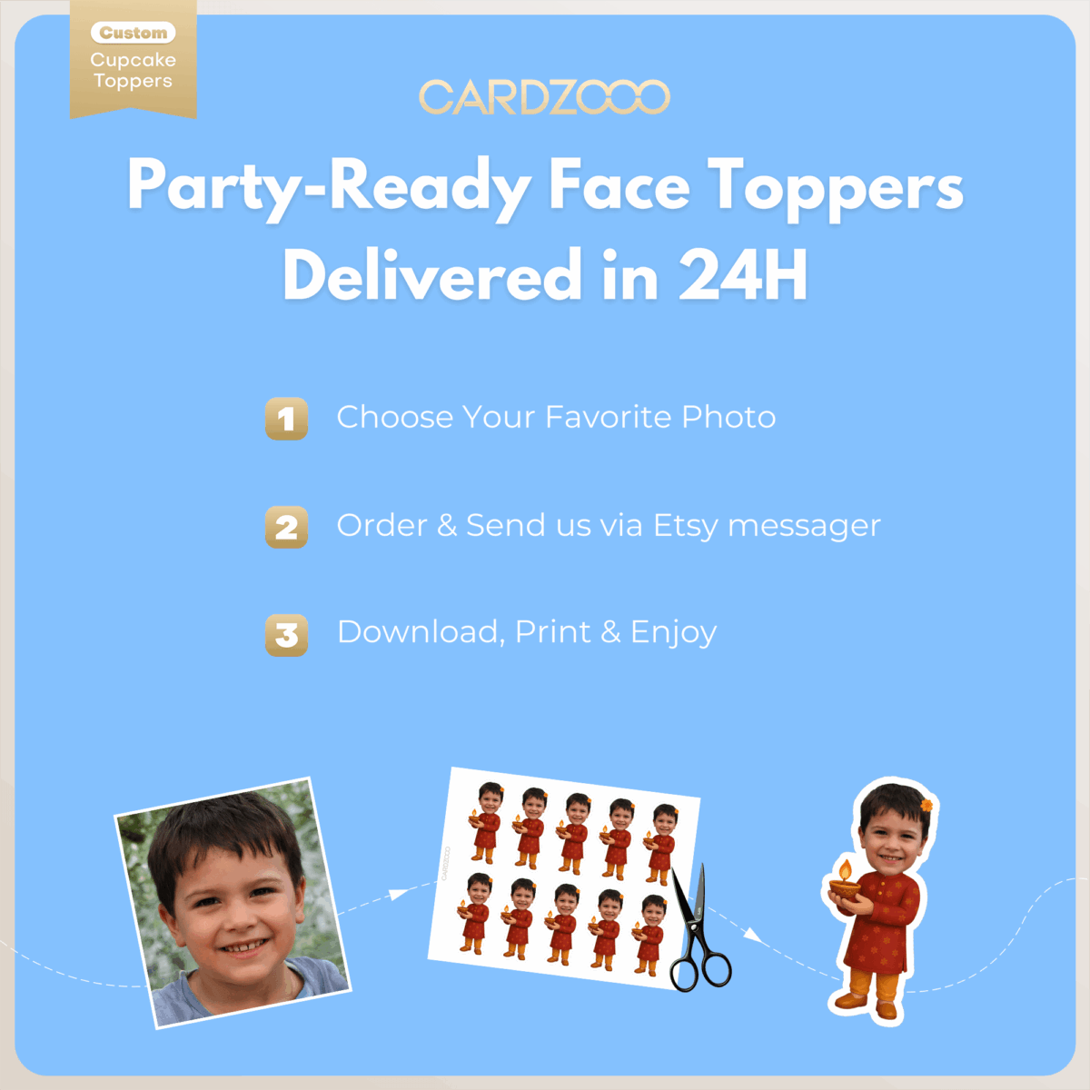 Diwali Custom Face Cupcake Toppers 3