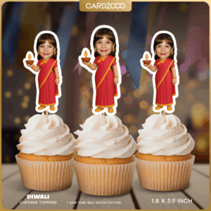 Diwali Girl Personalized Face Cupcake Toppers