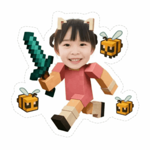 Diamond Sword Girl Custom Face Cupcake Toppers Show Case