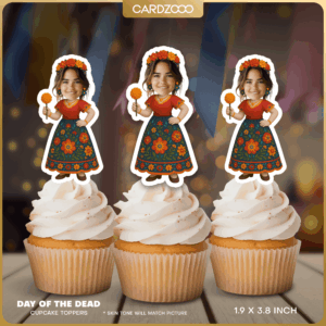 El Día de Muertos Personalized Face Cupcake Toppers