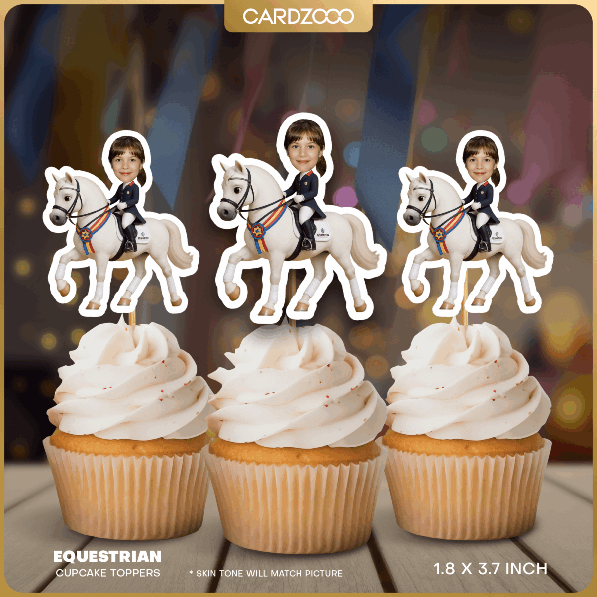 Equestrian Custom Face Cupcake Toppers
