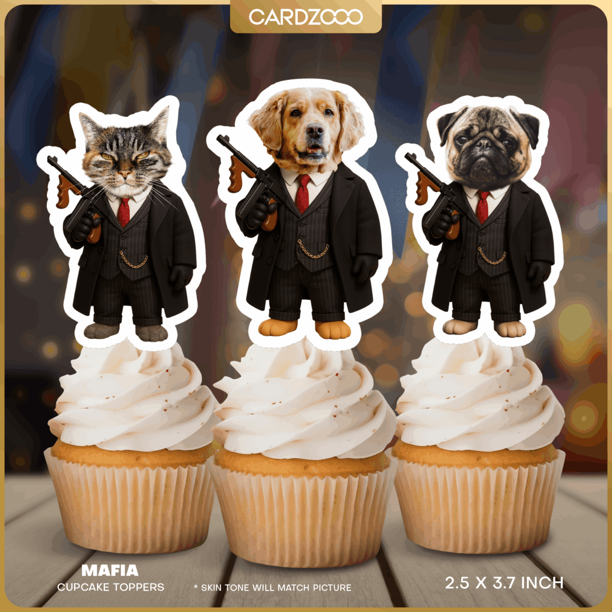 Mafia Custom Face Cupcake Toppers