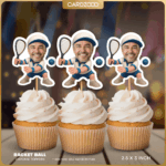 Racket Ball Custom Face Cupcake Toppers
