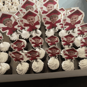 Red Cap and Gown Graduation Custom Face Cupcake Toppers Show Case 2