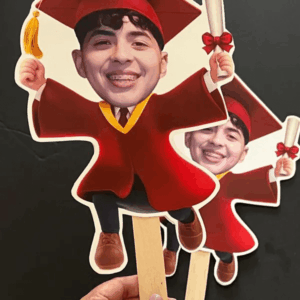 Red Cap and Gown Graduation Custom Face Cupcake Toppers Show Case 3